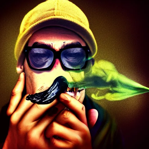 Prompt: smoking duck smoking weed, smoking a joint, photo, joint in mouth, duck smoking, digital art, 8k