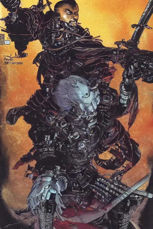 Prompt: cybernetic samurai general ghost by mark zug, travis charest, kev walker, jesper ejsing and paolo parente