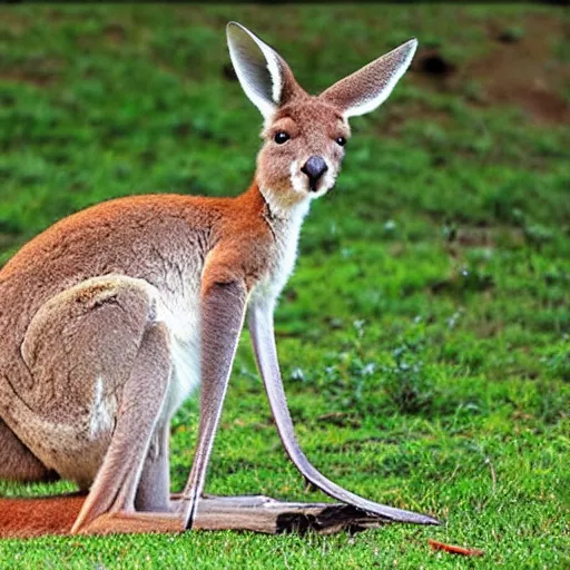 Prompt: <photograph><Kangaroo cute=true><sign readable=true>Hello Friends</sign></Kangaroo></photograph>