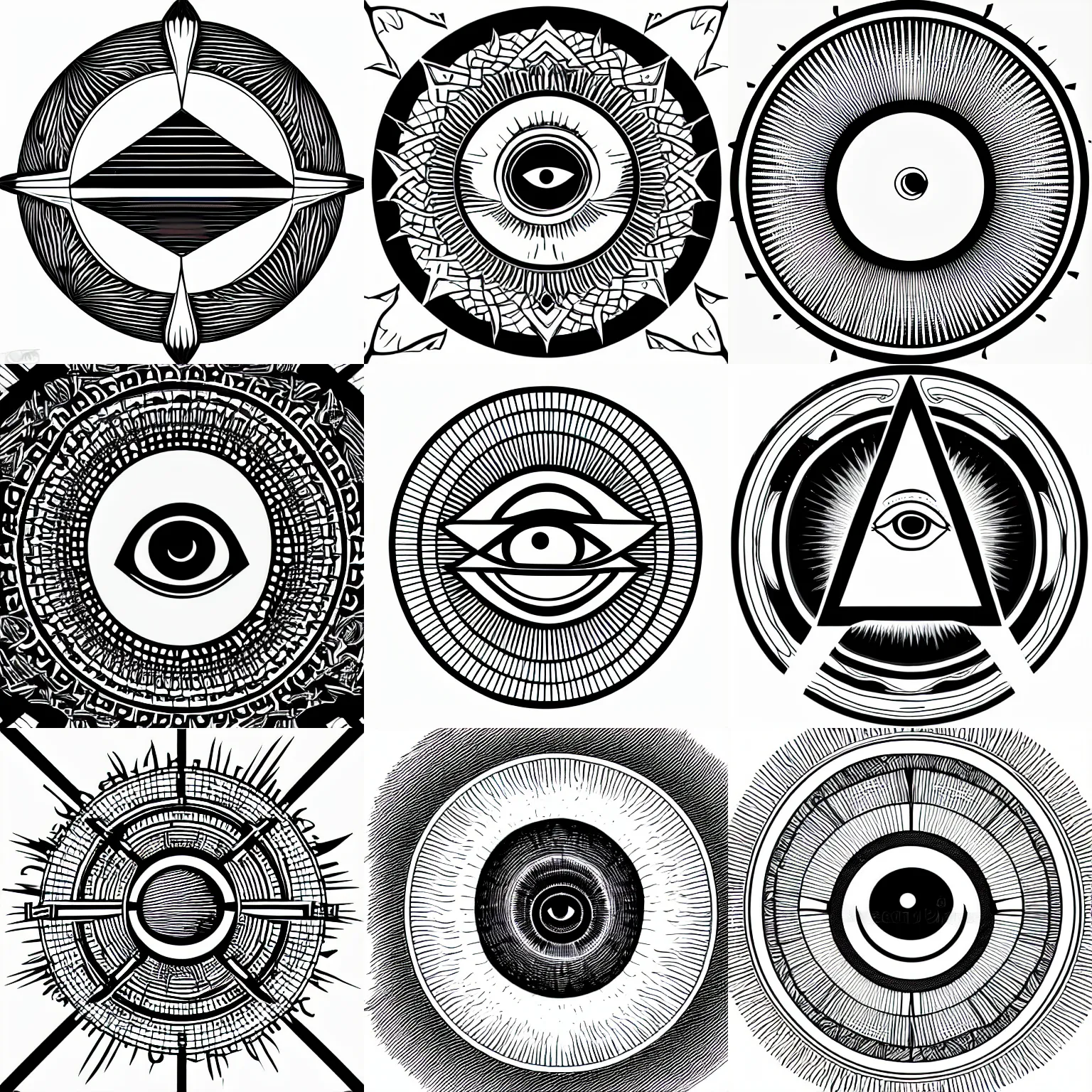 Prompt: the All-seeing Eye of the New World Order on white background, line art