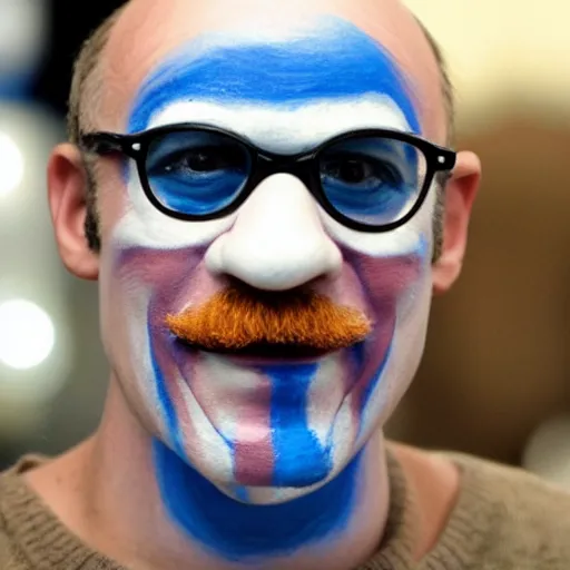 Prompt: tobias funke, from arrested development, wearing blue face paint as a muppet