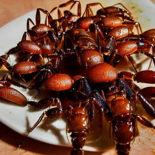 Prompt: fried ants with ketchup, Michelin star, award winning