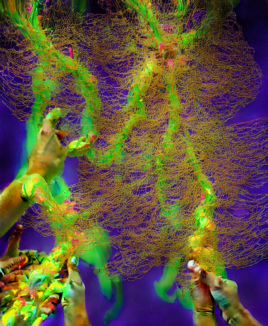 Image similar to hyper detailed 3d render like a Oil painting - aurora demon Eating of the Strangling neural network of yellowcake aerochrome and technoligcal lightning cable and Her delicate Hands hold of gossamer polyp blossoms bring iridescent fungal flowers whose spores black the foolish stars by Jacek Yerka, Mariusz Lewandowski, Houdini algorithmic generative render, Abstract brush strokes, redshift render, Masterpiece, Edward Hopper and James Gilleard, Zdzislaw Beksinski, drawn by Takato Yamamoto and Katsuhiro Otomo, full body character drawing, inspired by Evangeleon, clean ink detailed line drawing, intricate detail, extremely detailed, 8k