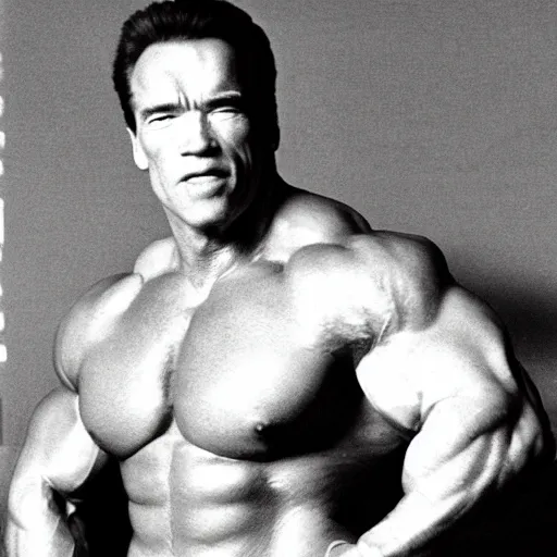 Prompt: arnold schwarzenegger as a thick pork sausage