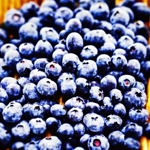 Image similar to fistful of blueberries, impressionistic, wide shot, colorful, dramatic