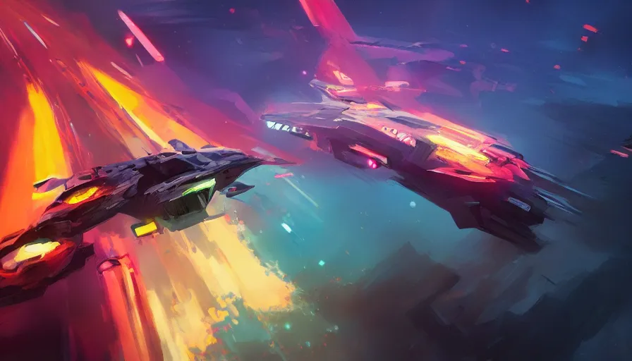 Prompt: concept art by jama jurabaev, cinematic shot, trending on artstation, high quality, brush stroke, hyperspace, vibrant colors, hms iron nuke