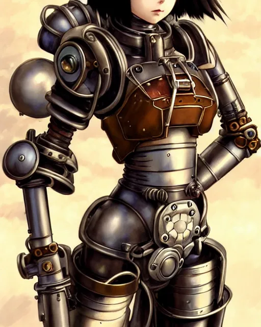 Image similar to portrait Anime Girl in mechanical armor steampunk cute-fine-face, pretty face, realistic shaded Perfect face, fine details. Anime. Bioshock steampunk realistic shaded lighting by katsuhiro otomo ghost-in-the-shell, magali villeneuve, artgerm, rutkowski Jeremy Lipkin and Giuseppe Dangelico Pino and Michael Garmash and Rob Rey