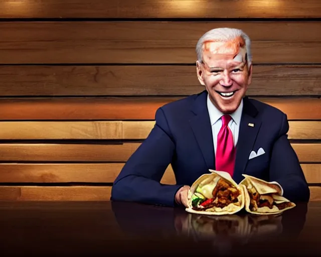 Prompt: a photo of joe biden at applebee's, asian wonton tacos, detailed face, ambient lighting, professional photography, 4 k ultra