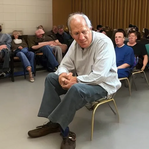 Prompt: wide angle portrait of werner herzog sitting alone in the waiting area of the dmv wearing a birthday hat. ultra wide angle, edward hopper, award winning, hyperrealistic, grand budapest hotel, studio lighting, very detailed face, chiaroscuro, film noir