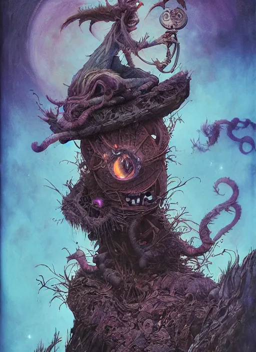 Image similar to cheshire cat the magician tarot card, highly detailed, cinematic, 8 k, by stanley artgermm, tom bagshaw, greg rutkowski, carne griffiths, ayami kojima, beksinski, giger, trending on deviantart, hyper detailed, horror, full of colour