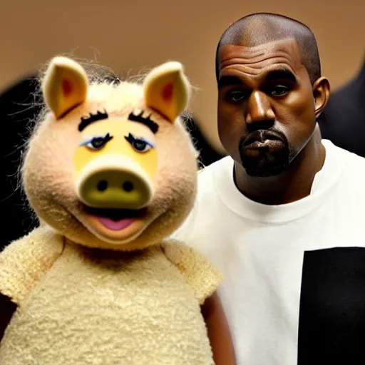 Image similar to kanye west dressed as miss piggy