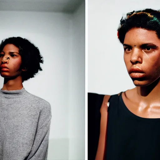 Image similar to realistic photoshooting for a new ssense!!! lookbook, color film photography, photo of a woman, photo in style of tyler mitchell, 3 5 mm, featured on vogue