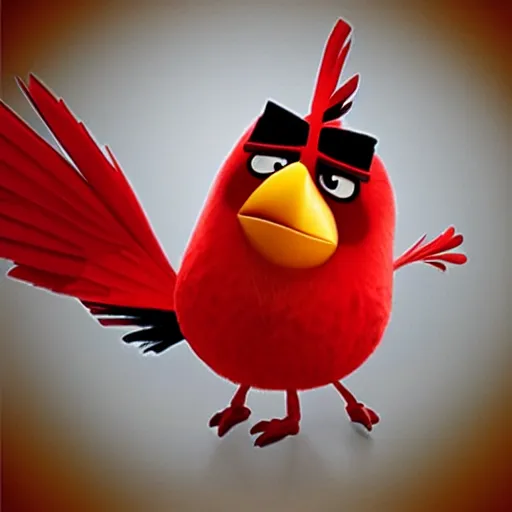 Prompt: ghetto red from angry birds with a gold chain on