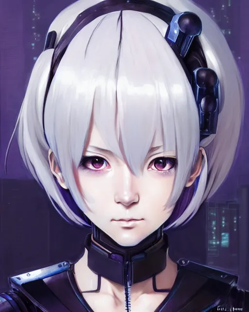 Prompt: portrait Anime girl in cyberpunk armor, cute-fine-face, white-hair pretty face, realistic shaded Perfect face, fine details. Anime. realistic shaded lighting by Ilya Kuvshinov katsuhiro otomo ghost-in-the-shell, magali villeneuve, artgerm, rutkowski, WLOP Jeremy Lipkin and Giuseppe Dangelico Pino and Michael Garmash and Rob Rey