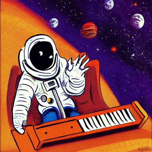 Image similar to astronaut playing keyboard by pascal blanche