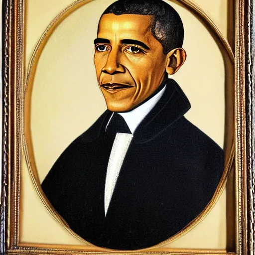 Prompt: tudor era portrait of barrack obama