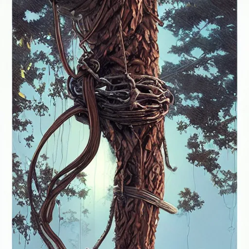 Image similar to highly detailed concept art of a car tire rubber hanging from a tree by a noose illustration, art by artgerm and donato giancola and Joseph Christian Leyendecker, Ross Tran