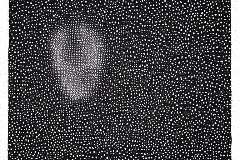 Image similar to face made out of planet, faceless people dark, dots, drip, stipple, pointillism, technical, abstract, minimal, style of francis bacon, asymmetry, pulled apart, cloak, hooded figure, made of dots, abstract, balaclava