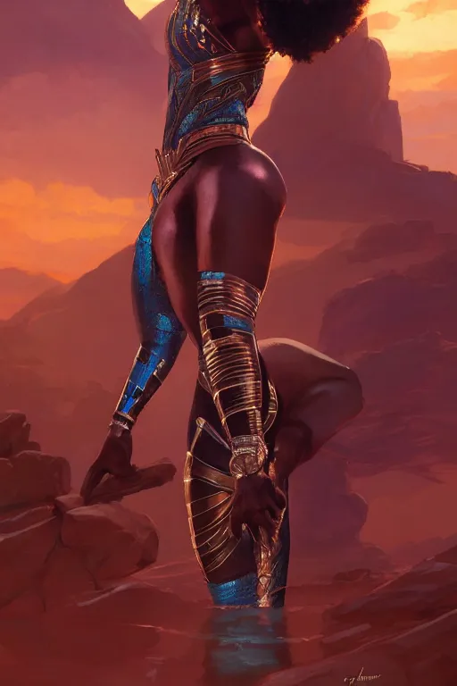 Image similar to goddess of the wakanda, highly detailed, digital painting, artstation, concept art, smooth, sharp focus, illustration, unreal engine 5, 8 k, art by artgerm and greg rutkowski and edgar maxence