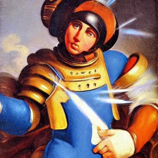 Prompt: Baroque painting of MegaMan