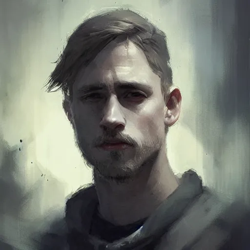 Image similar to “Portrait of Charles Matthew Hunnam by Greg Rutkowski, young, manly, attractive, strong, older brother vibes, highly detailed portrait, scifi, digital painting, artstation, concept art, smooth, sharp foccus ilustration, Artstation HQ”