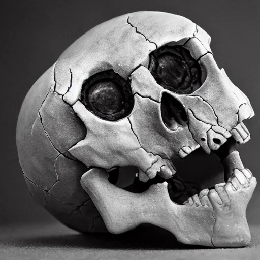 Image similar to d 2 0 merged with a demon skull, realistic photography, high detailed