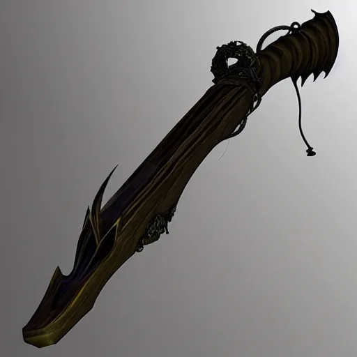 Prompt: fantasy recurve longbow weapon made from whispy shadows, digital media, realistic