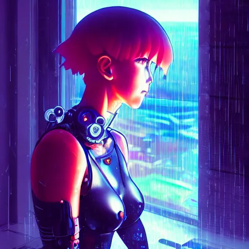 cyberpunk anime art, refractions on lens, rowan, Stable Diffusion