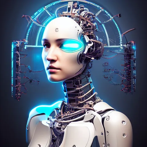 Prompt: An extremely beautiful biomechanical female looking robot with large Emoji tattoos, chimeric organism, pale skin, organic polycarbon, full frontal portrait, ex machina, highly detailed, mendelbrot fractal, ray tracing, hyperdetailed, hyperrealistic, super sexy, oppai cyberpunk, octane render, hdri, 4k