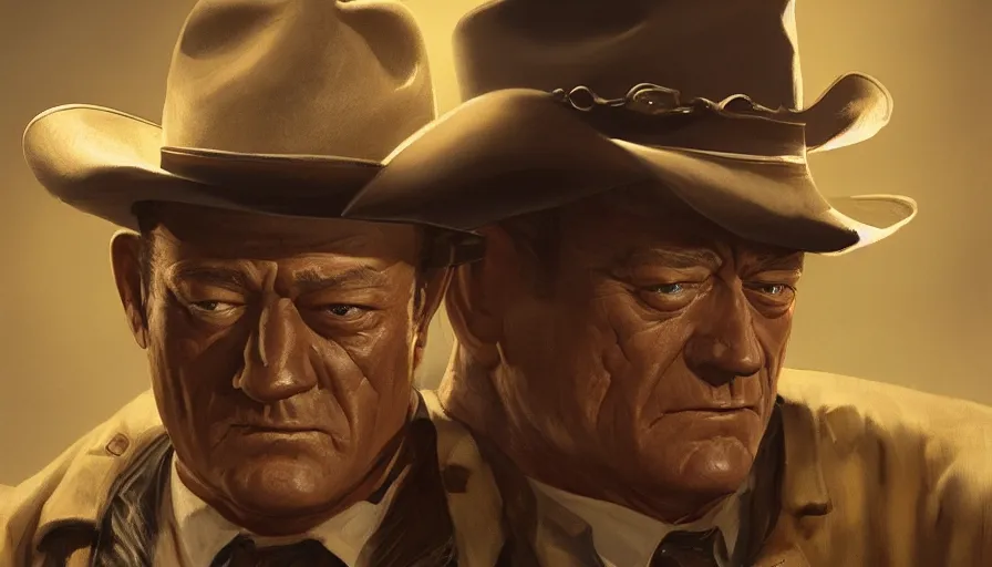 Image similar to John Wayne as a gangster, hyperdetailed, artstation, cgsociety, 8k