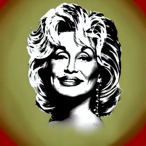 Prompt: Dolly Parton headshot in the style of Andy Warhol