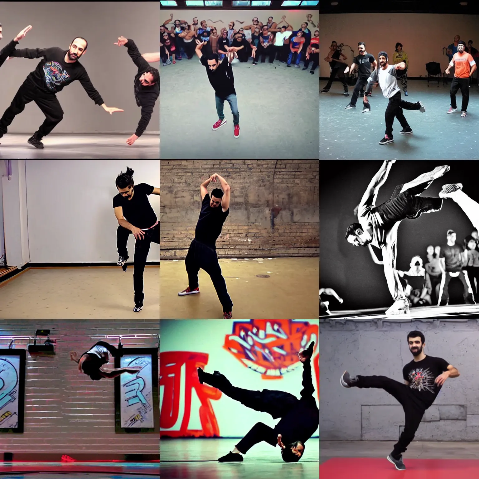 Prompt: breakdancer gev manoukian - break dancing - hip hop dancing