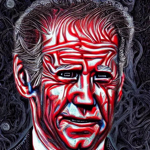 Image similar to biden became bloody ugly lovecraftian degenerate abomination, photo - realistic, color image, 2 k, highly detailed, bodyhorror, occult art, fractal structure