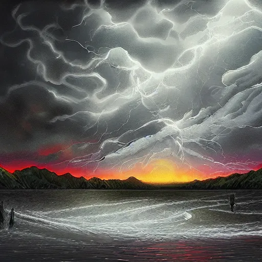 Image similar to i regret, storm is coming, digital painting, futured, ultra detailed