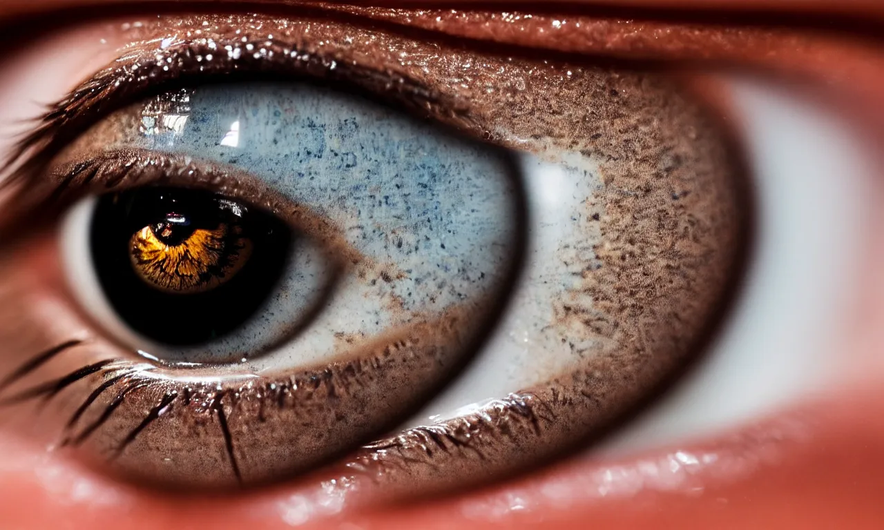 Prompt: extreme close up on a beautifully unique eyeball. photorealistic. intricate details. 3 5 mm photograph. dramatic lighting. action shot. absolute focus. masterpiece.