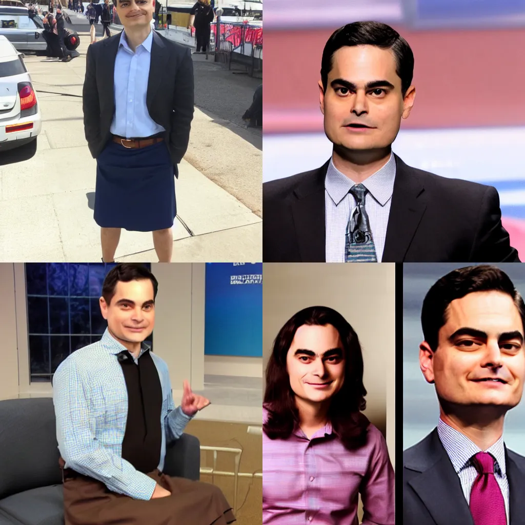 Prompt: ben shapiro wearing a skirt