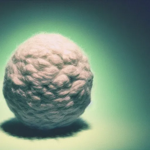 Image similar to a ball of wool with holes in the middle of it, an airbrush painting by mike winkelmann, trending on cgsociety, neoplasticism, rendered in cinema 4 d, photo taken with provia, photo taken with ektachrome