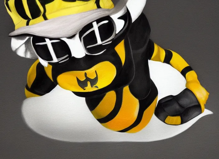 Image similar to foot, bumblebee, hat, trippy, weird, artstation, realistic