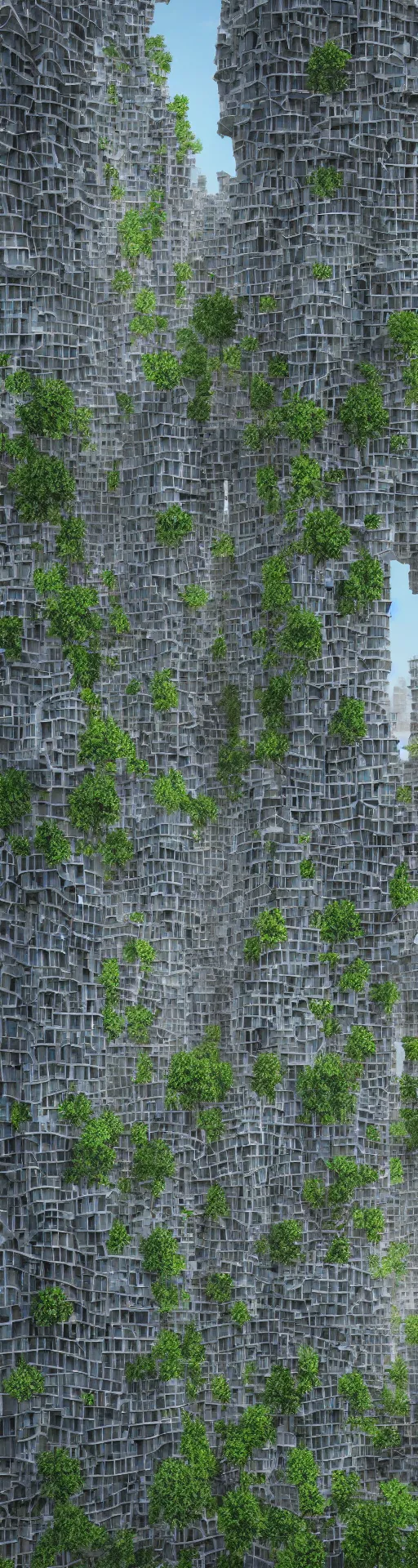 Image similar to solarpunk highrise building in the style of antoni gaudi, green terrace, architecture, octane render, realistic render, dusk lighting, architectural visualization