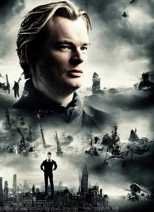 Prompt: a highly detailed movie poster for a christopher nolan film, epic composition