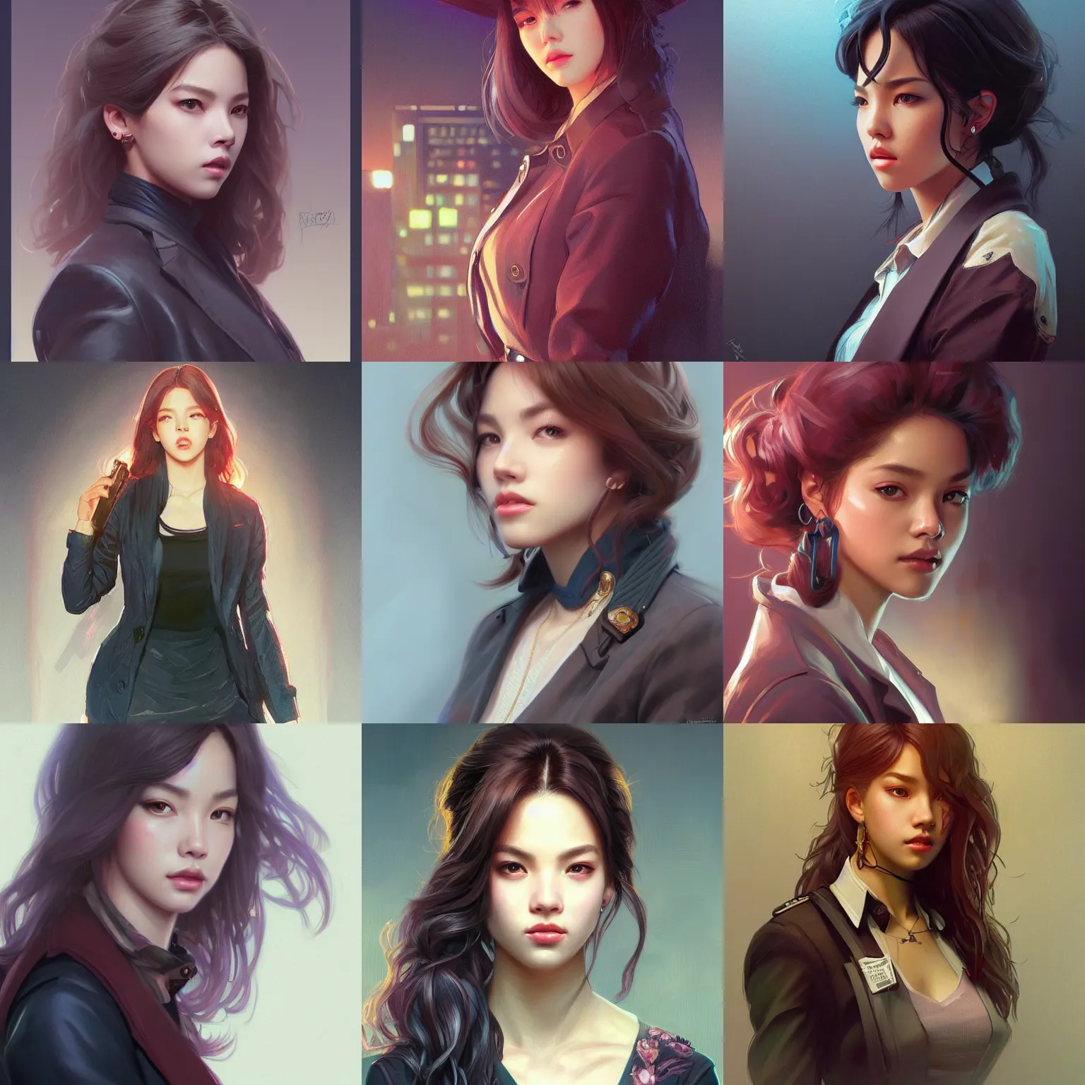 Prompt: portrait of Lisa Blackpink as a detective, highly detailed, digital painting, artstation, concept art, sharp focus, illustration, art by artgerm and greg rutkowski and alphonse mucha