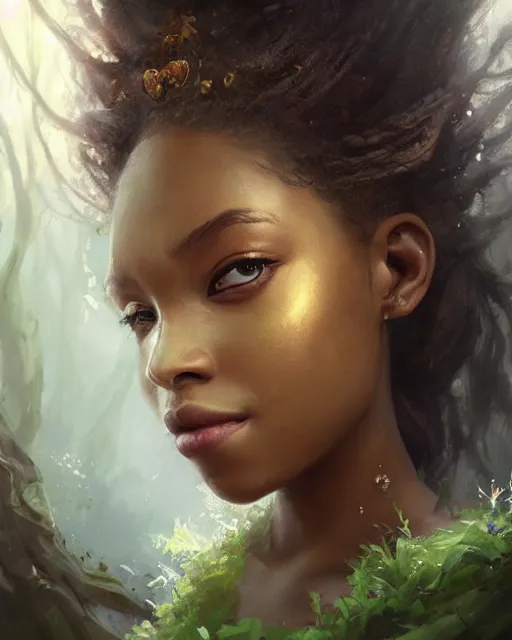 Image similar to princess tiana, hyper realistic face, beautiful eyes, fantasy art, in the style of greg rutkowski, intricate, hyper detailed, smooth