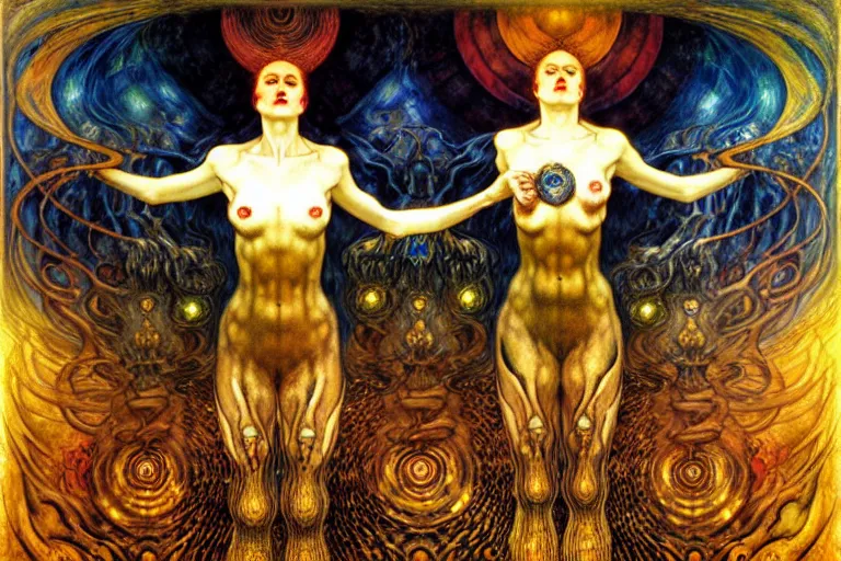 Image similar to Divine Chaos Engine by Karol Bak, Jean Delville, William Blake, Gustav Klimt, and Vincent Van Gogh, symbolist, visionary