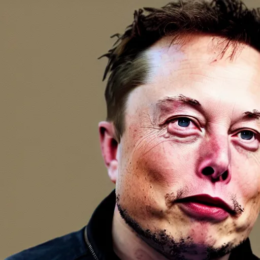 Image similar to elon musk as a homeless man