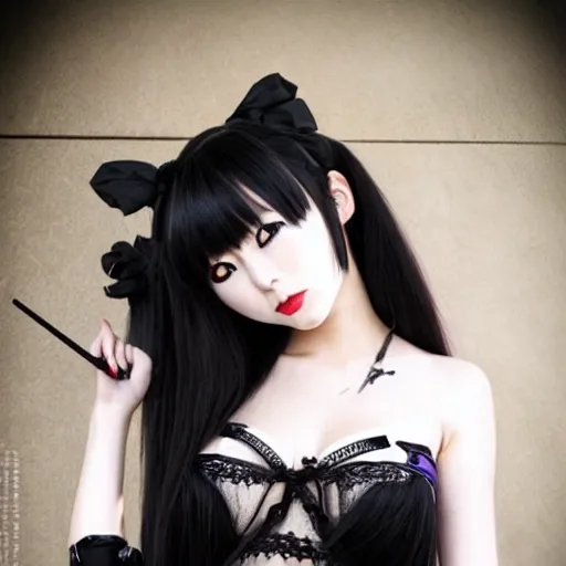 Prompt: beautiful Goth Japanese girl