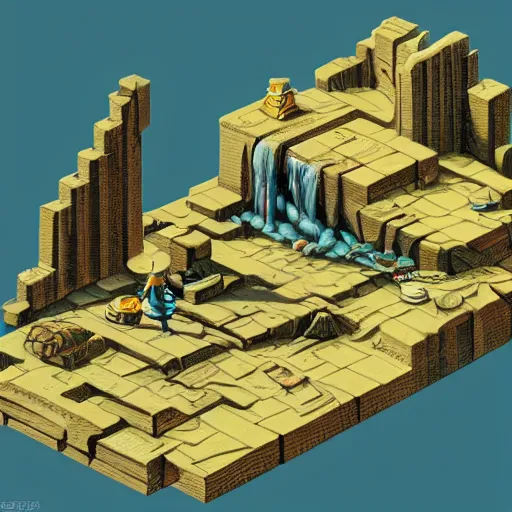 Image similar to impressive isometric world by michael whelan. beautiful high quality render.