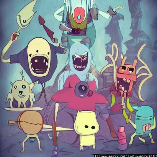 Image similar to adventure time characters in a dark souls game