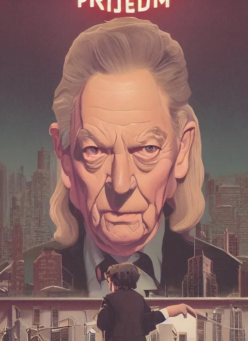 Prompt: Twin Peaks poster artwork by Michael Whelan and Tomer Hanuka, Rendering of portrait of Alfred Hitchock, full of details, by Makoto Shinkai and thomas kinkade, Matte painting, trending on artstation and unreal engine