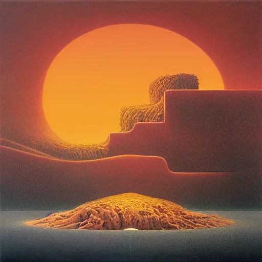 Image similar to A mapo tofu album cover, by Zdzislaw Beksinski, oil on canvas