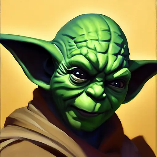 Image similar to greg manchess portrait painting of evil yoda as overwatch character, medium shot, asymmetrical, profile picture, organic painting, sunny day, matte painting, bold shapes, hard edges, street art, trending on artstation, by huang guangjian and gil elvgren and sachin teng